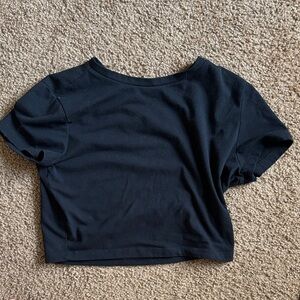 Cropped Black Short Sleeve Top